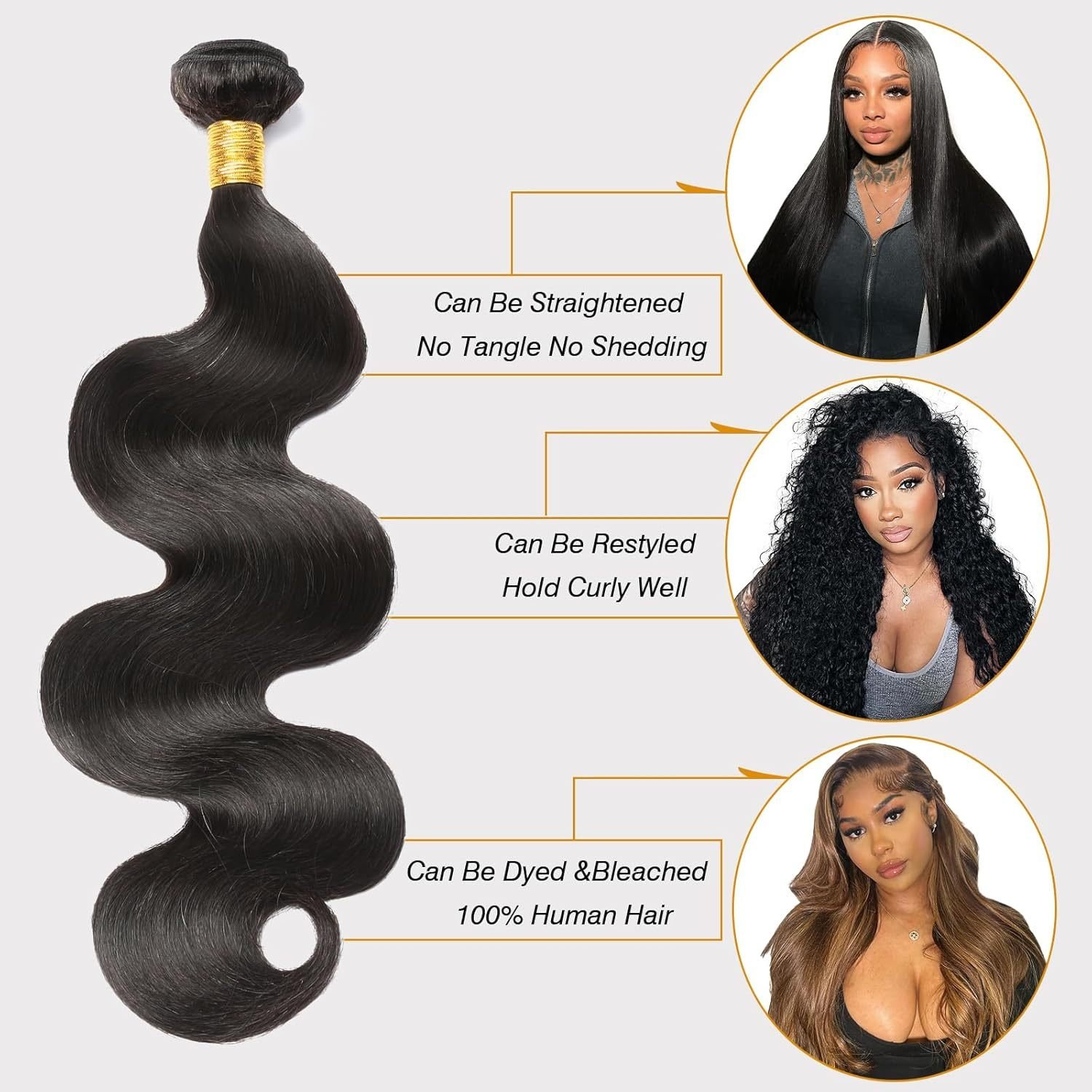 Extensions Cheveux Humains Body Wave 10A – 24 Pouces – Image 2