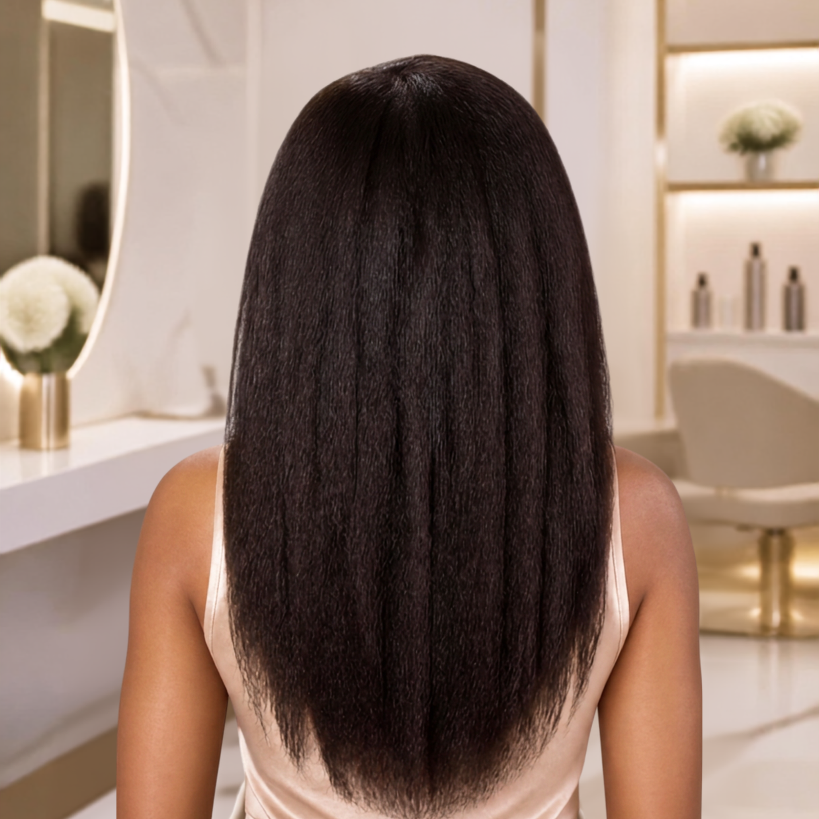 Perruque Yaki Kinky Straight 13×4 en Cheveux Humains – Image 5