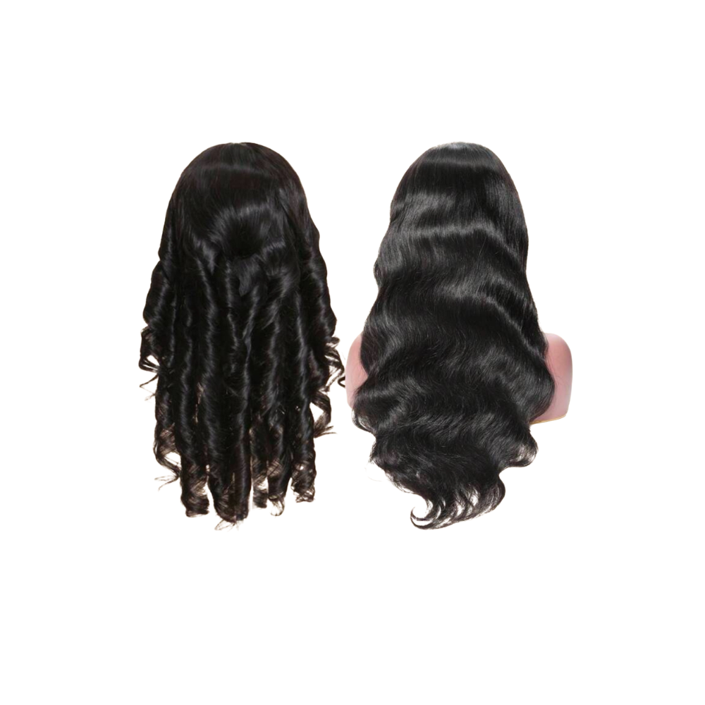 Belle femme noire portant une perruque en cheveux humains premium, naturelle, longue et volumineuse avec de magnifiques ondulations