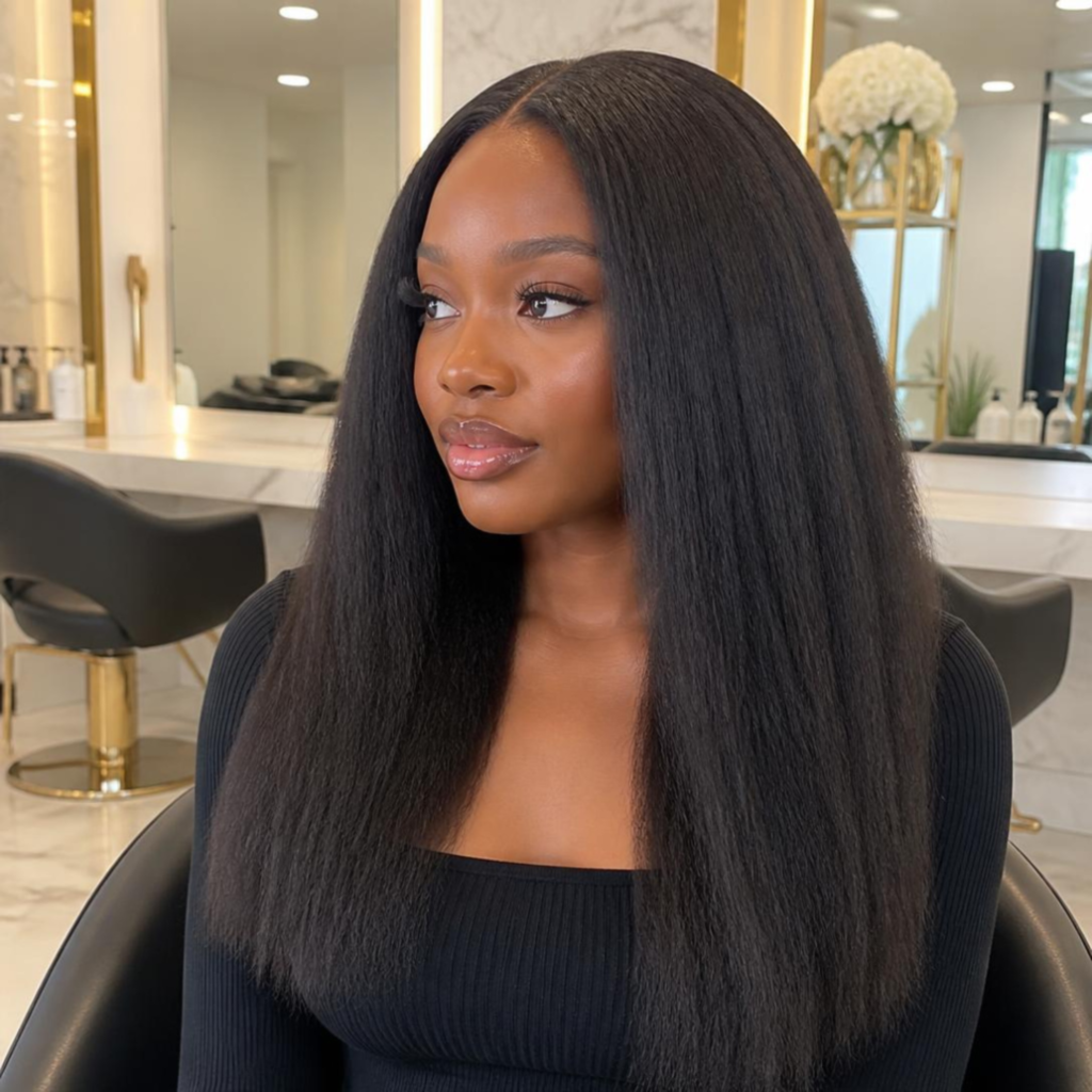 Perruque Yaki Kinky Straight 13×4 en cheveux humains, texture naturelle et volumineuse, Lumilocks Hair