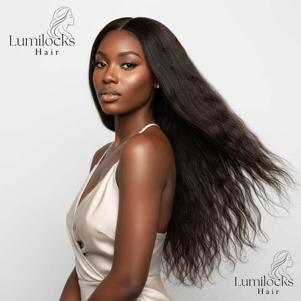 Perruque Yaki Kinky Straight 13×4 en Cheveux Humains – Image 3