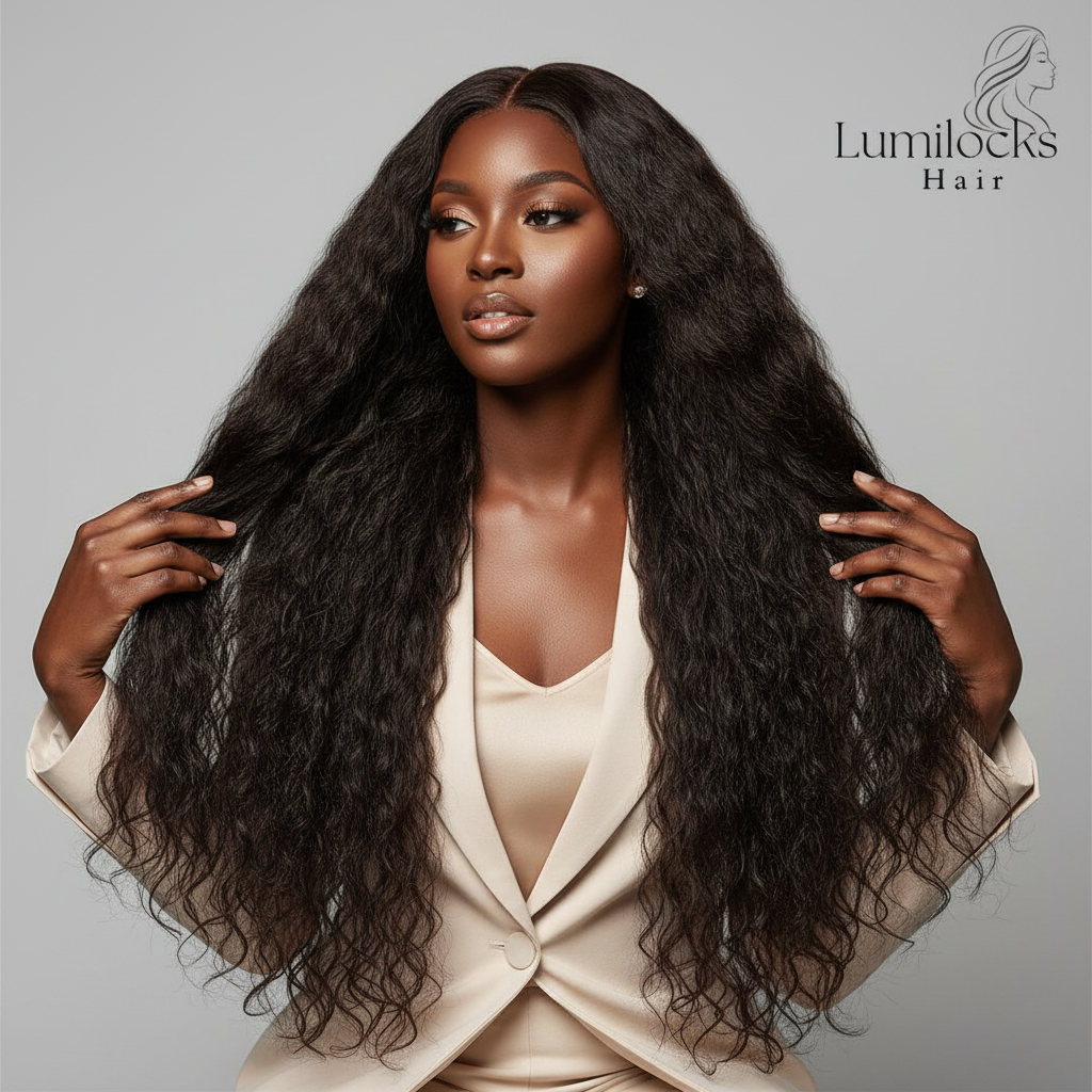 Femme avec perruque lumolocks