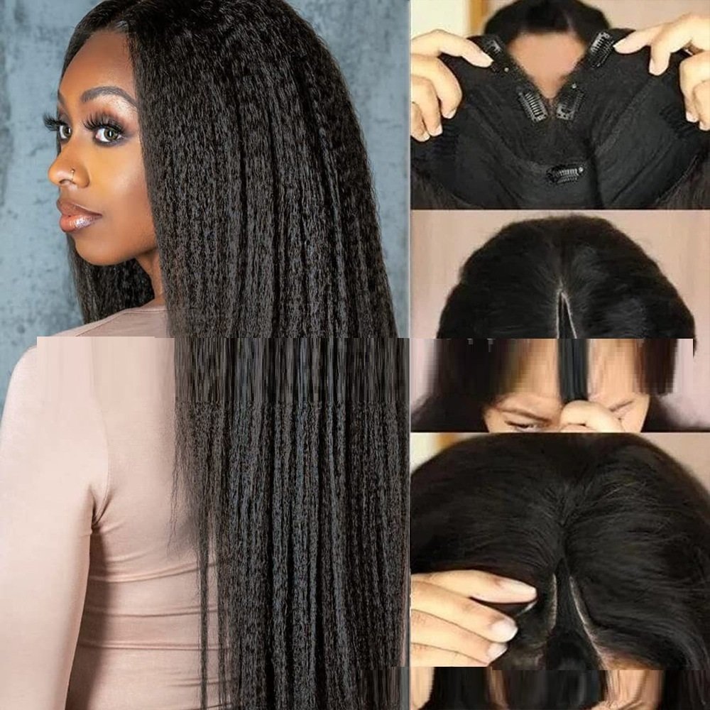 Perruque mécanisme sans lacets Yaki Straight – Perruque 100% Cheveux Humains